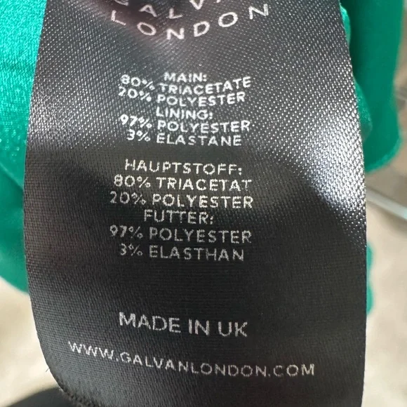 Worn 1x. Galvan evening dress. Forest green. US 8. Shows normal signs of wear. - Picture 8 of 10